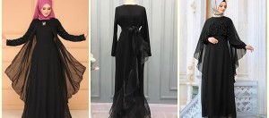 En Yeni Siyah Tesettür Elbise Modelleri