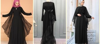 En Yeni Siyah Tesettür Elbise Modelleri