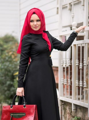 müslüma wear siyah tesettür elbise modelleri